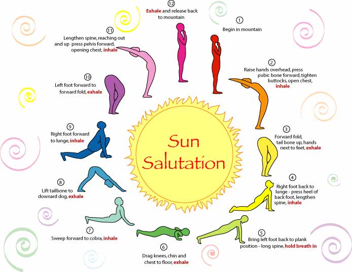 Sun Salutation Complete - 12 Step Surya Namaskar Clipart is best quality  and high resolution which can be used personally or non-commercially.