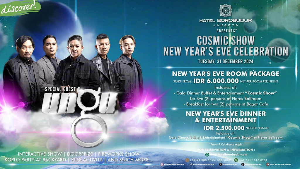 New Year's events in Jakarta in 2025 Cosmic Celebration at Hotel Borobudur Jakarta